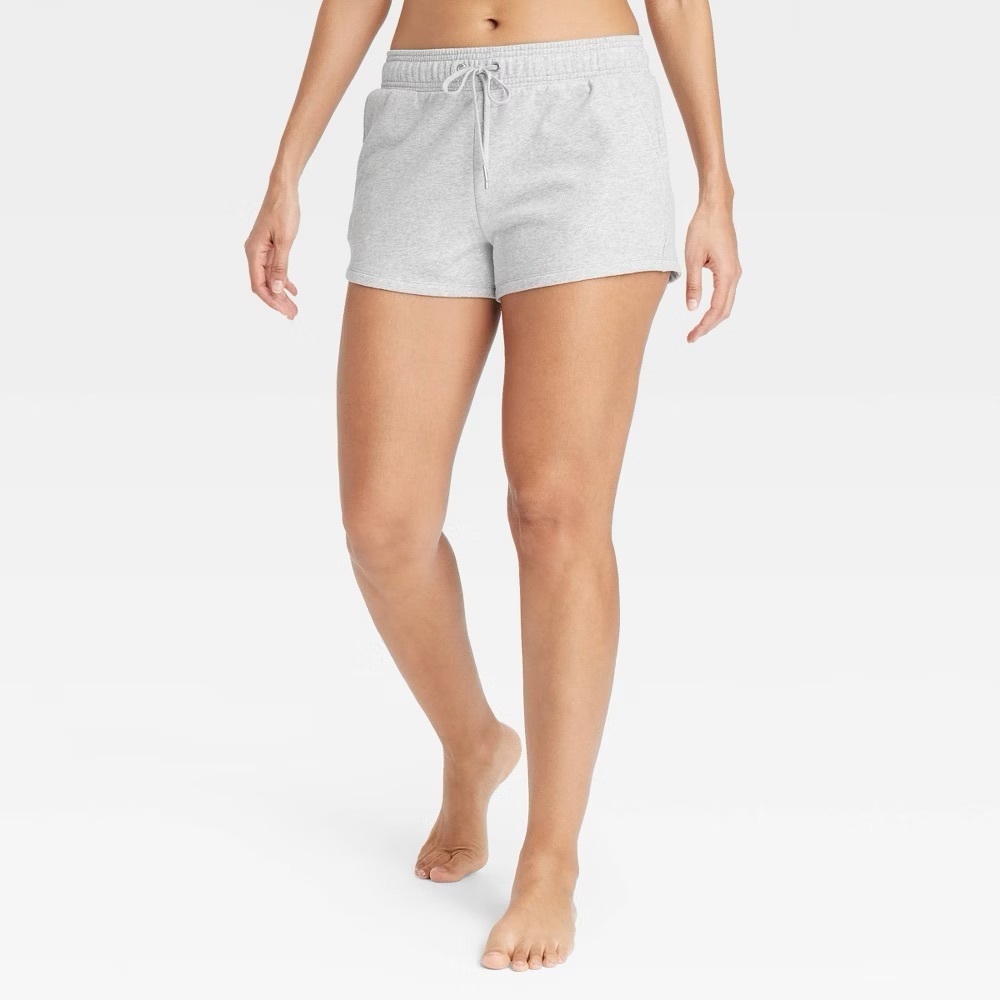 Auden Fleece Shorts Women Large Gray Lounge Drawstring Pockets NWT